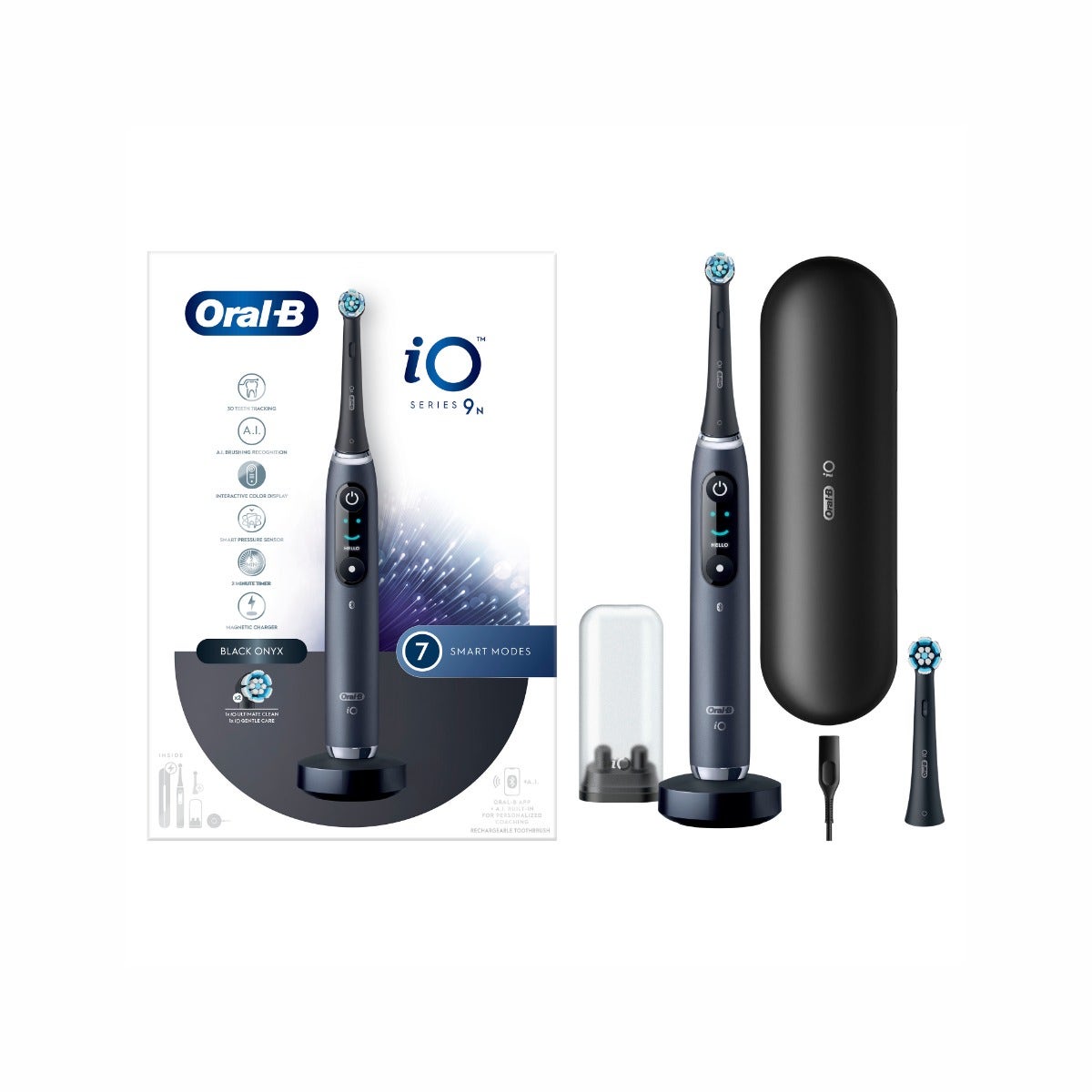Oral-B Spazzolino Elettrico Ricaricabile iO 9S Nero, 2 Testine, 1 Custodia Da Viaggio Ricaricabile, 1 Spazzolino-3