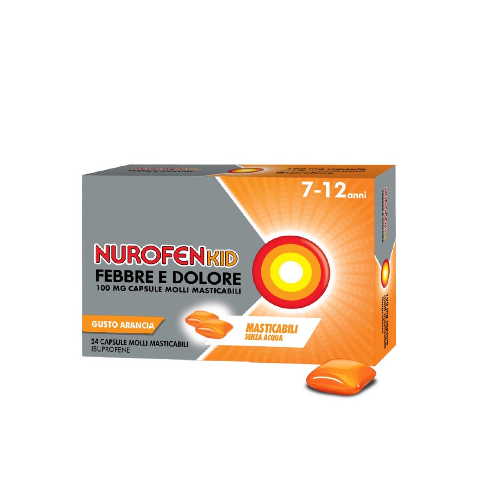 Nurofenkid Febbre Dolore 24 Capsule Molli Masticabili 100mg-14