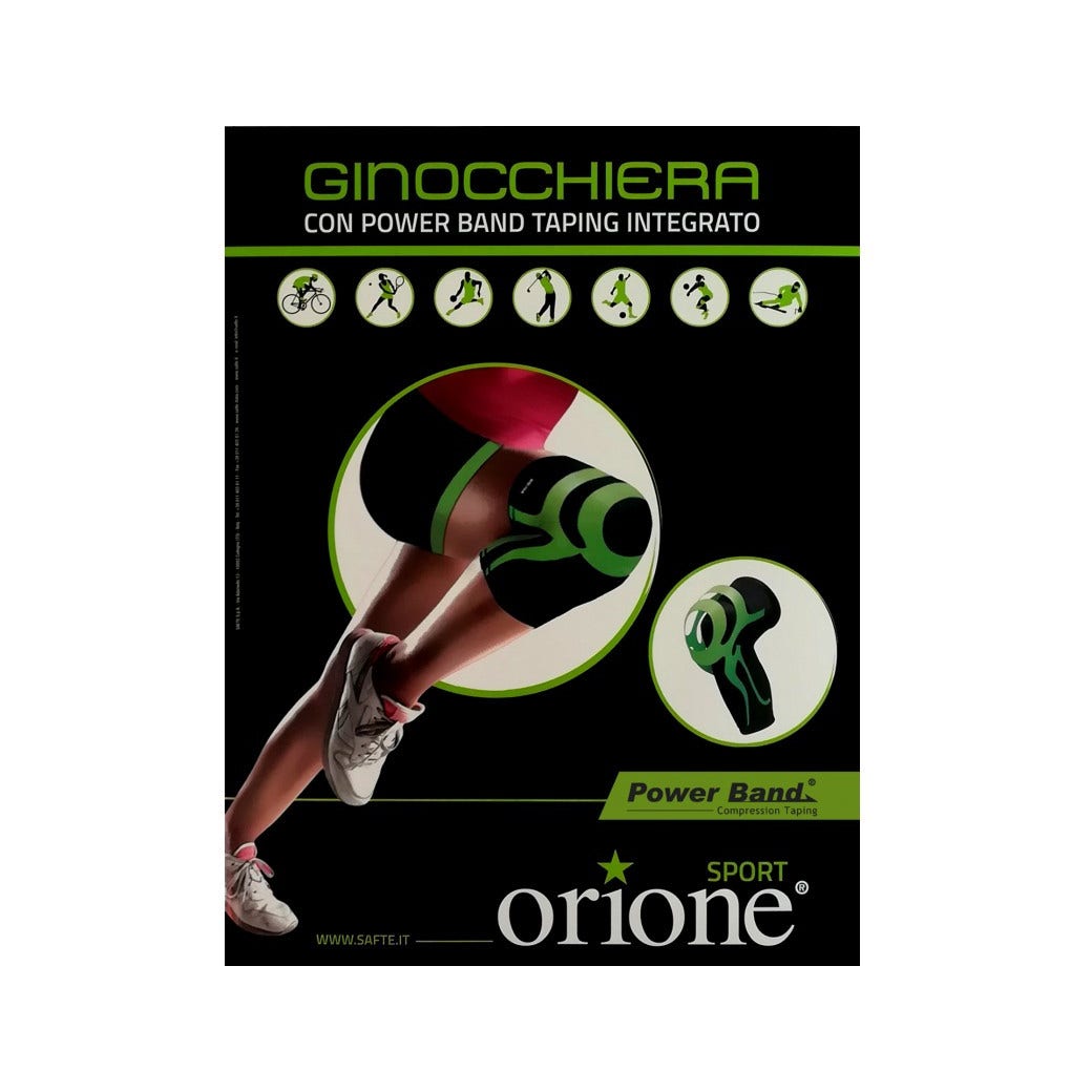 Orione Ginocchiera Nera Con Power Band Taping Integrato Taglia M 488-1