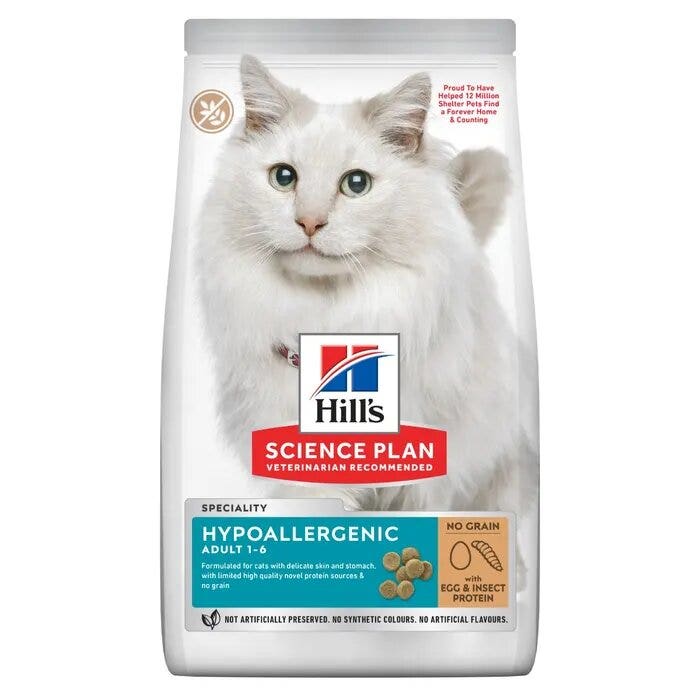 Hill's Science Plan Hypoallergenic Adult Alimento Secco Per Gatti Con Uova E Insetti 7Kg-8