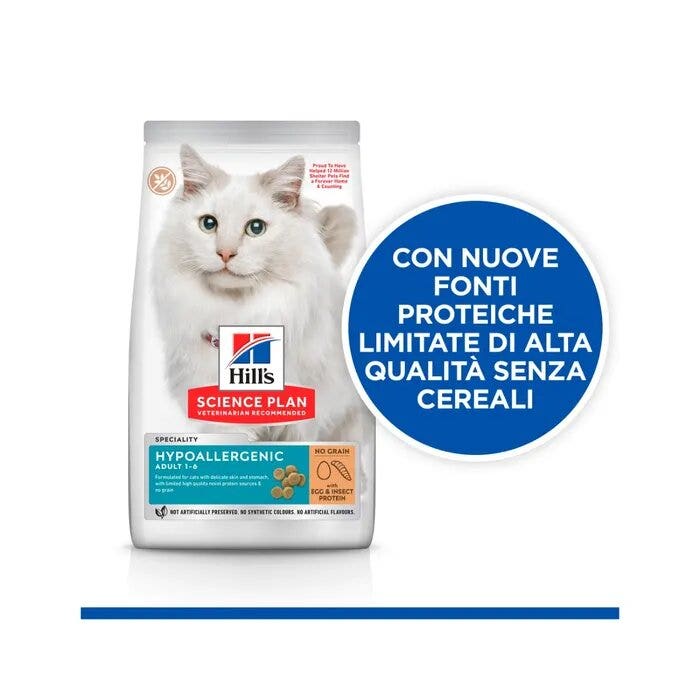 Hill's Science Plan Hypoallergenic Adult Alimento Secco Per Gatti Con Uova E Insetti 7Kg-10