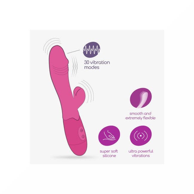 Crushious Vibratore Rabbit Ricaricabile Blossoms Rosa Forte Con Lubrificante A Base D'acqua-4