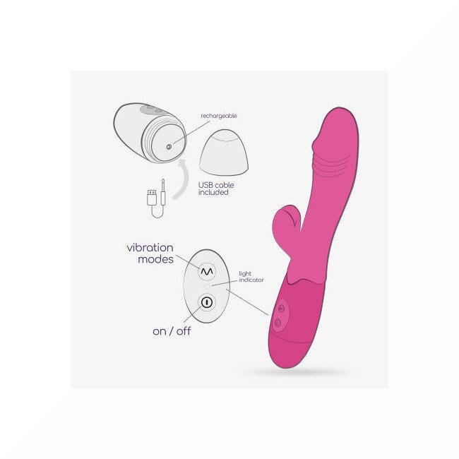 Crushious Vibratore Rabbit Ricaricabile Blossoms Rosa Forte Con Lubrificante A Base D'acqua-5