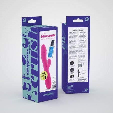 Crushious Vibratore Rabbit Ricaricabile Blossoms Rosa Forte Con Lubrificante A Base D'acqua-7