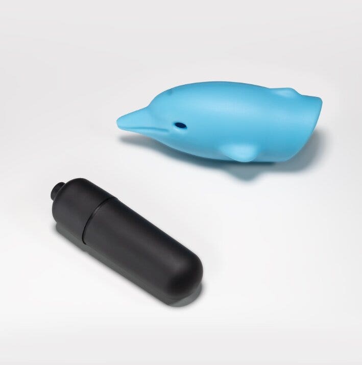 Crushious O-Pet Vibratore Tascabile Delfino Con Palla A 10 Vibrazioni Blu-2