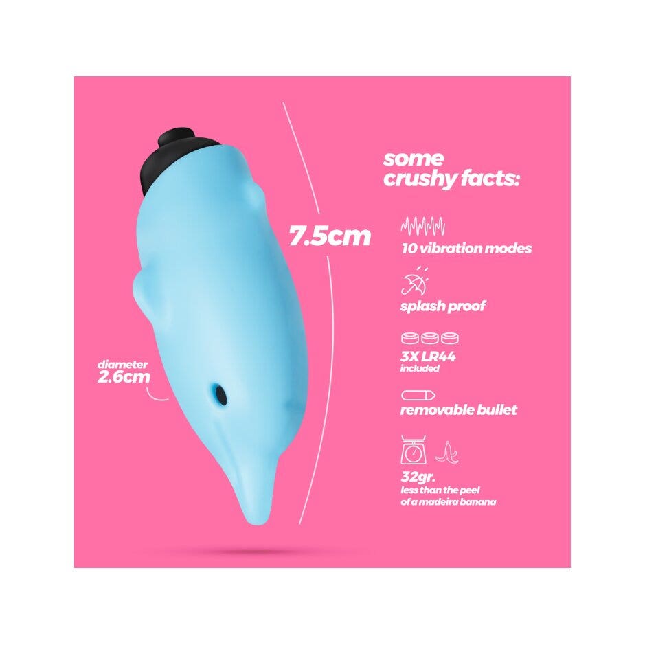 Crushious O-Pet Vibratore Tascabile Delfino Con Palla A 10 Vibrazioni Blu-4