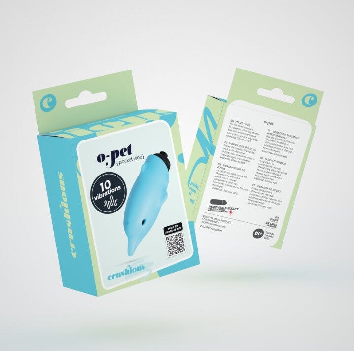 Crushious O-Pet Vibratore Tascabile Delfino Con Palla A 10 Vibrazioni Blu-6
