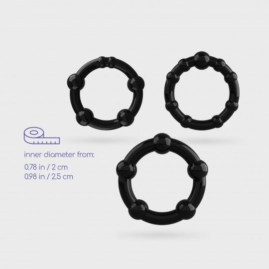 Crushious Triple Bead Set di Anelli per il Pene Neri-2