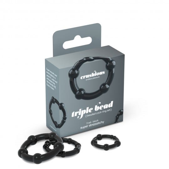 Crushious Triple Bead Set di Anelli per il Pene Neri-1