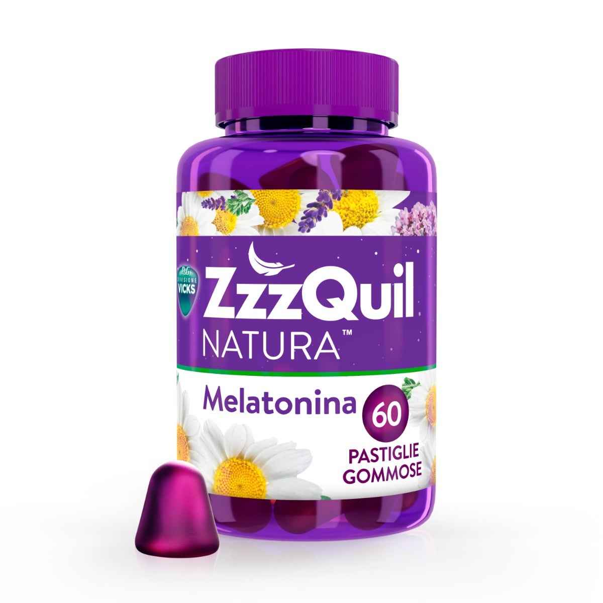 ZzzQuil NATURA Per Dormire 60 Pastiglie Gommose a Base di Melatonina con Camomilla Valeriana Lavanda-7