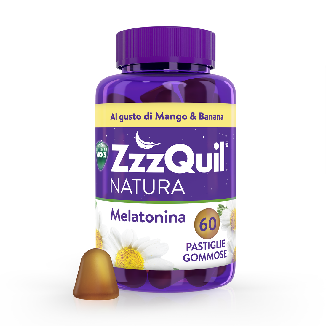 ZzzQuil NATURA Per Dormire 60 Gommose Mango Banana con Melatonina Camomilla Valeriana Lavanda-1