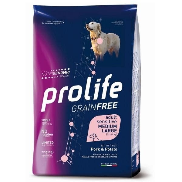 Prolife Grain Free Adult Sensitive Pork & Potato Cibo Secco Per Cani Taglia Media/Grande Sacco 2,5 Kg-2