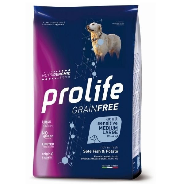 Prolife Grain Free Adult Sensitive Sole Fish & Potato Cibo Secco Per Cani Taglia Media/Grande Sacco 2,5 Kg-1