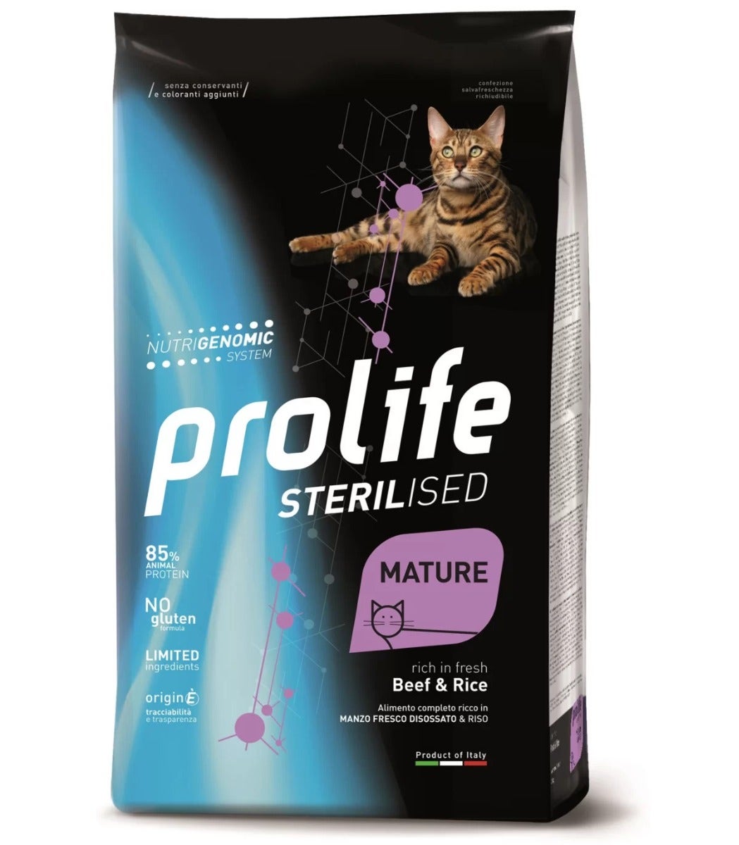Prolife Sterilised Maiale Fresco Disossato E Riso Cibo Secco Per Gatti Anziani Sacco 1,5kg-1