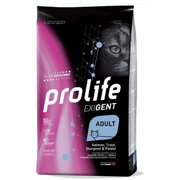 Prolife Exigent Salmone Trota Storione E Patate Cibo Secco Per Gatti Adulti Sacco 7kg-2