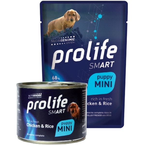 Prolife Smart Pollo Fresco Con Riso Cibo Umido Per Cuccioli Taglia Piccola Lattina 200g-1
