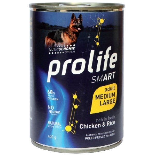 Prolife Smart Pollo Fresco Con Riso Cibo Umido Per Cani Adulti Taglia Medio/Grande Lattina 400g-2
