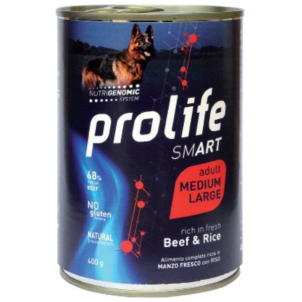 Prolife Smart Manzo Fresco Con Riso Cibo Umido Per Cani Adulti Taglia Media/Grande Lattina 800g-2