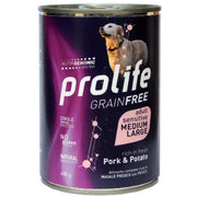 Prolife Grain Free Maiale Con Patate Cibo Umido Per Cani Adulti Taglia Media/Grande Lattina 800g-1