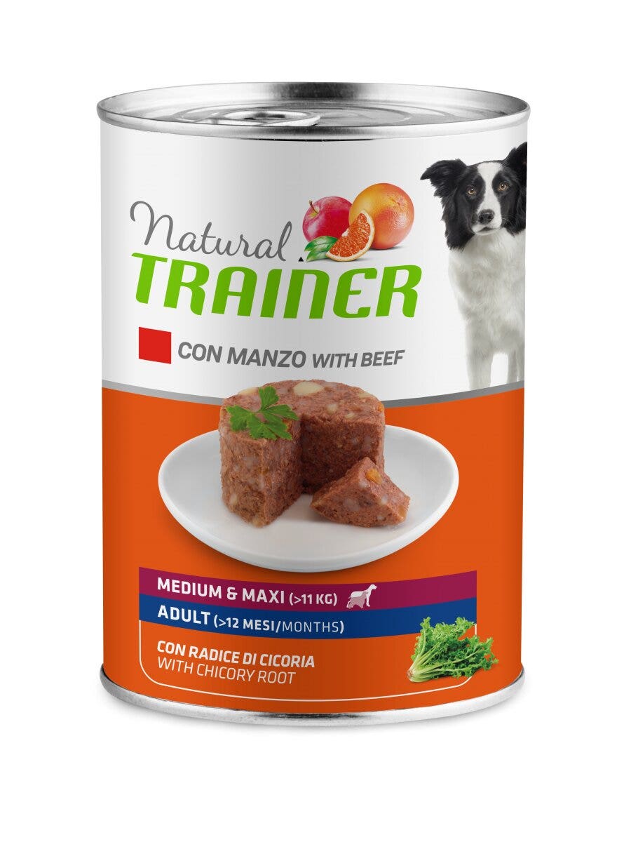 Natural Trainer Cibo Umido Manzo/Riso Per Cani Adulti Taglia Media/Grande Lattina 400g-3
