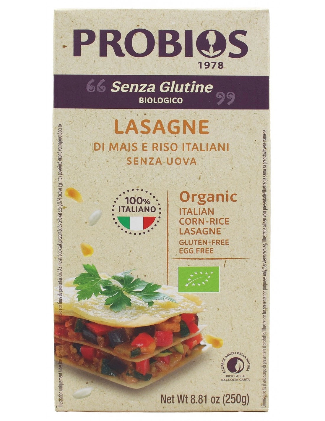 VVM LASAGNE MAIS/RISO 250G