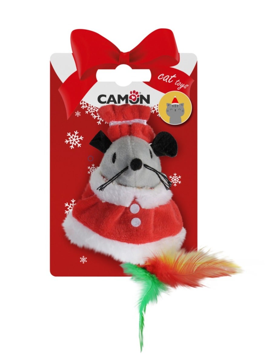 Camon Gioco Topino Con Vestito Natalizio Per Gatti-1