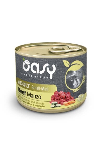 Oasy Grain Free Cibo Umido Manzo Per Cani Adulti Taglia Small/Mini 200g-1