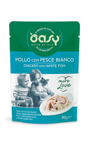 Oasy Wet Cat More Love Pollo Con Pesce Bianco Cibo Umido Per Gatti Adulti 70g-1