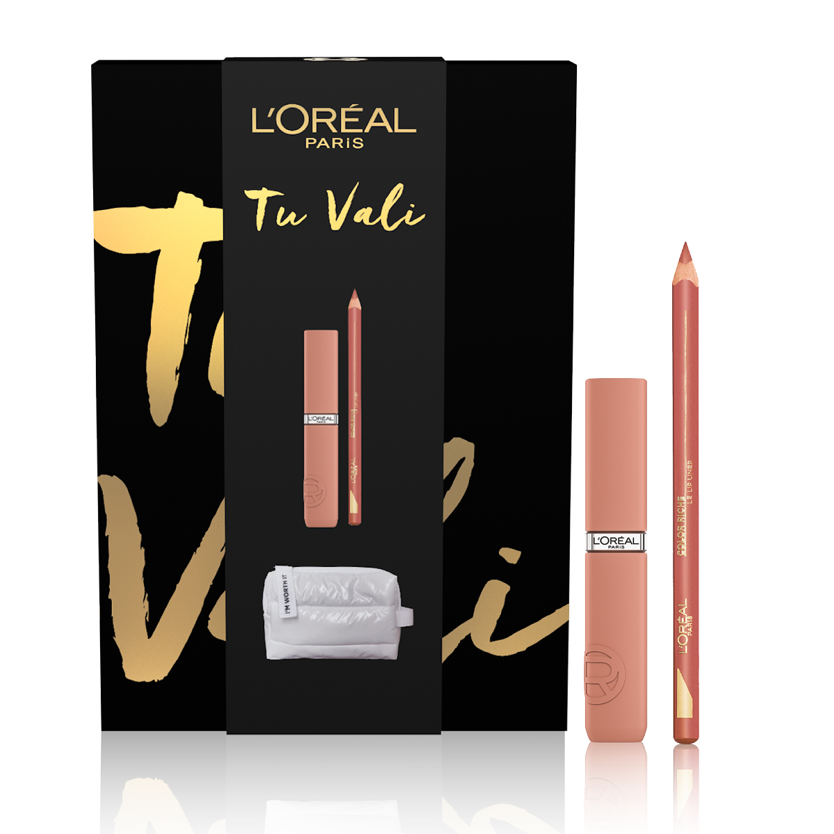 L'Oréal Paris Self Confidence Box Mini Beauty Nero Kit Lips Matte Resistance Nude + Matita Labbra-1