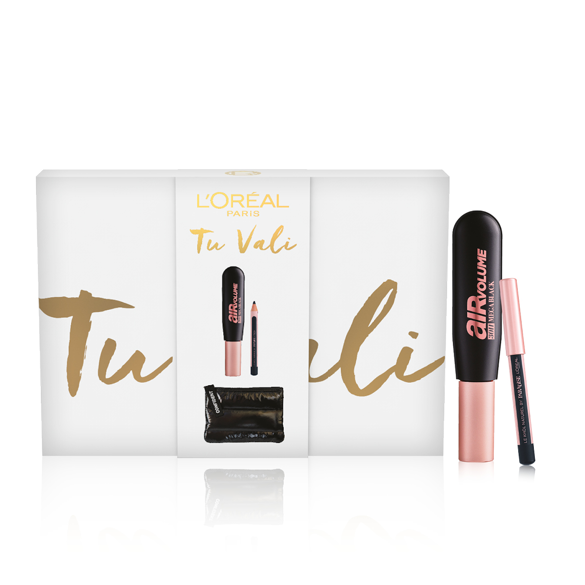 L'Oréal Paris Self Confidence Box Pochette Nera Mascara Air Volume + Mini Crayon-1