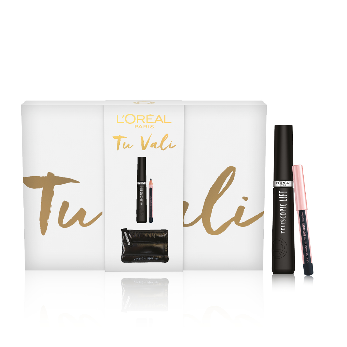 L'Oréal Paris Self Confidence Box Pochette Nera+Mascara Telescopic Lift+Mini Crayon-1