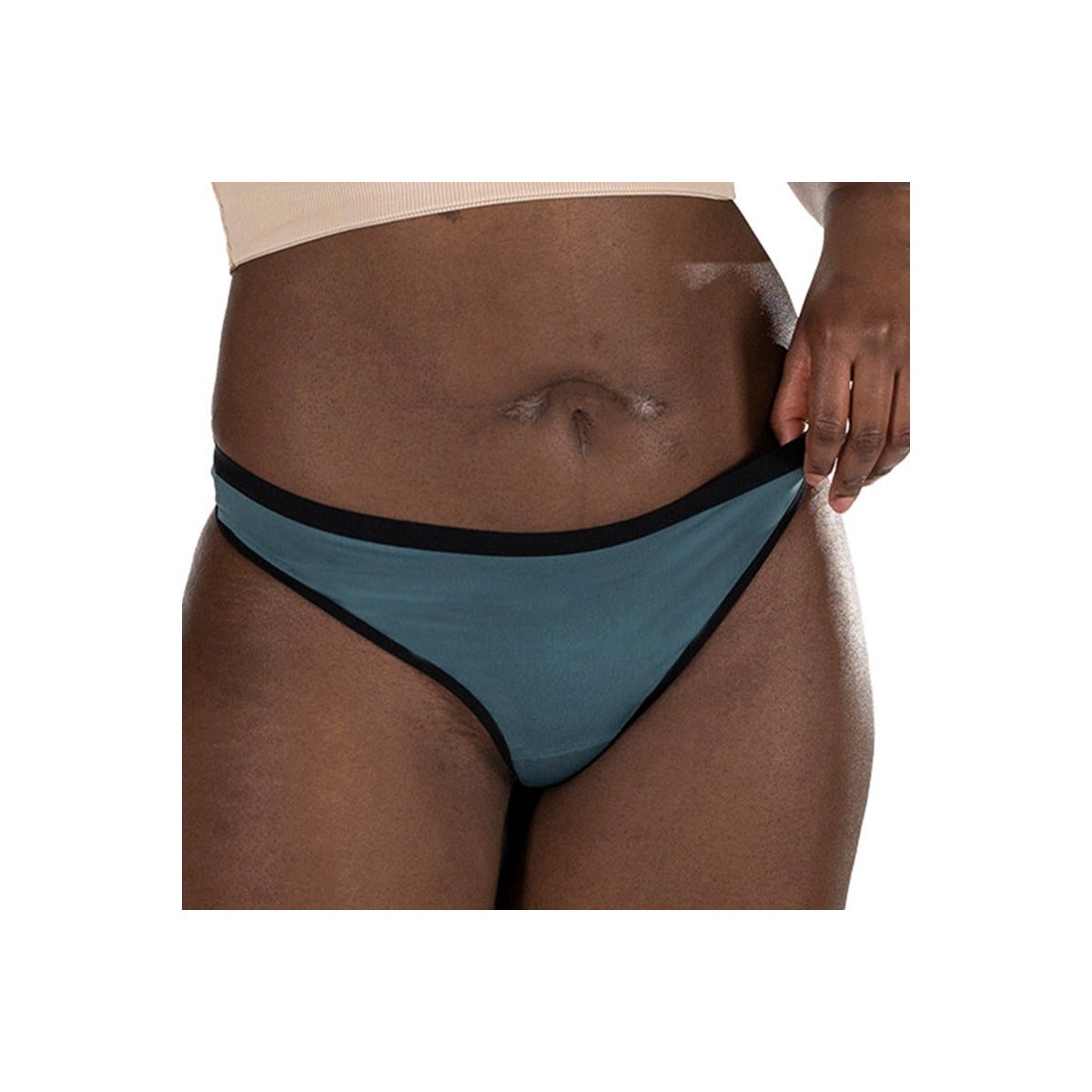 Fluyda Tanga Linea Basic Mutandina Assorbente Nero/Petrolio Taglia L-0