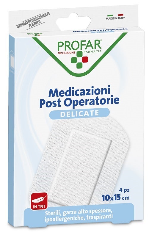 Medicazione Post Operatoria Sterile Garza Antiaderente 10x15 cm 4 Pezzi Profar-0