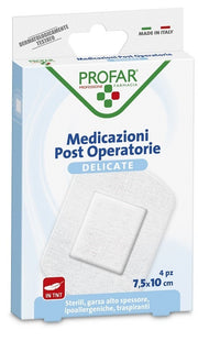 Medicazione Post Operatoria Sterile Garza Antiaderente 7,5x10 cm 4 Pezzi Profar-0