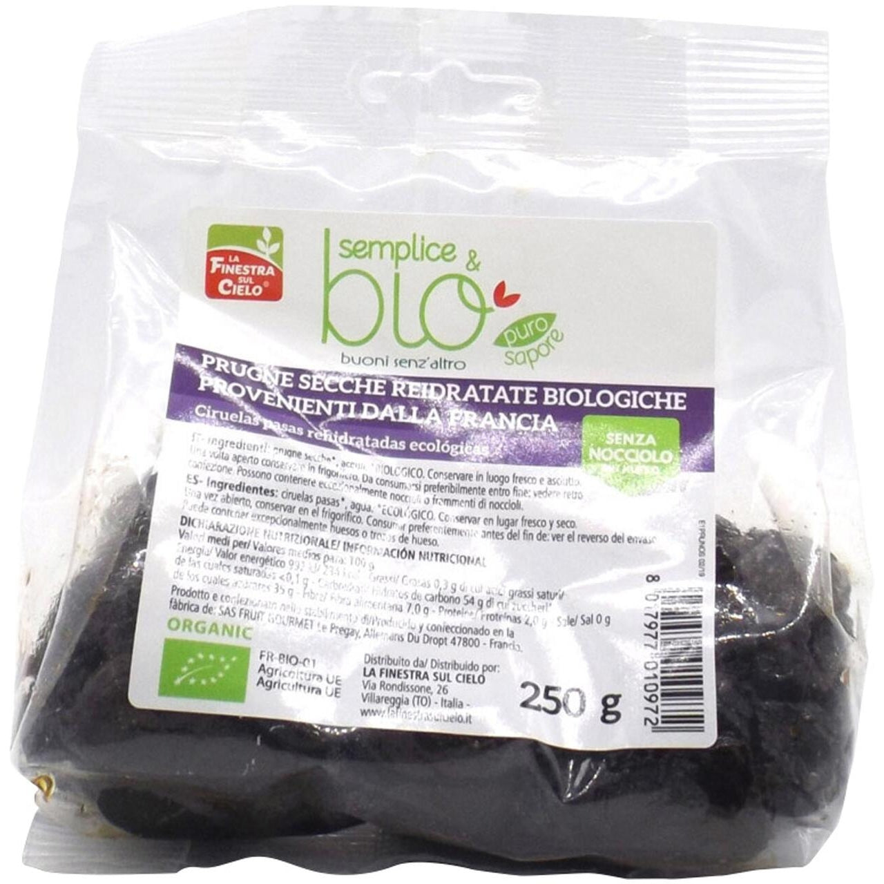 La Finestra Sul Cielo Prugne Secche Reidratante Senza Nocciolo Bio 250g
