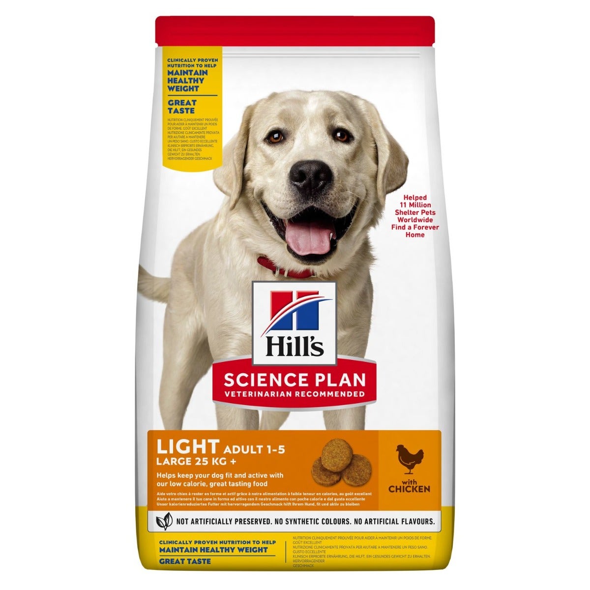 Hill's Science Plan Light Adult 1 - 6 Anni Crocchette Pollo Per Cani Taglia Grande Sacco 12kg-0
