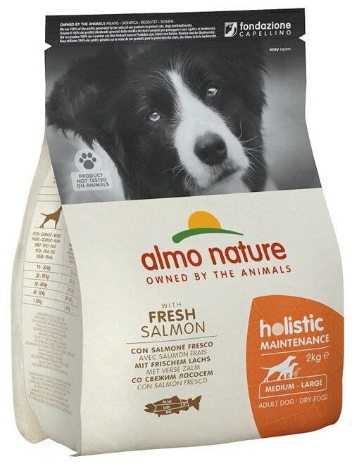Almo Nature Holistic Maintenance Crocchette Salmone Fresco Cani Adulti Taglia Media Grande Sacco 2kg-2