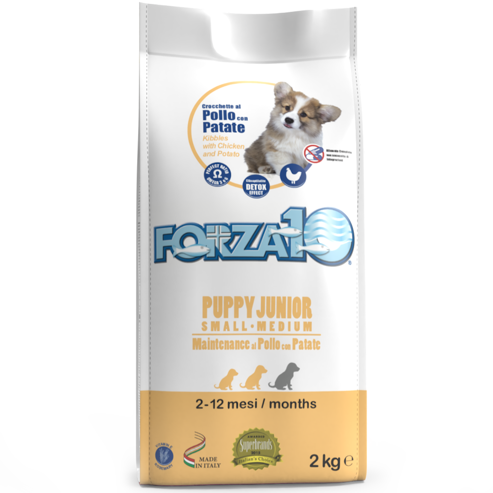 Forza10 Puppy Junior Maintenance Crocchette Al Pollo Con Patate Per Cuccioli Taglia Medio/Piccola Sacco 2kg-2
