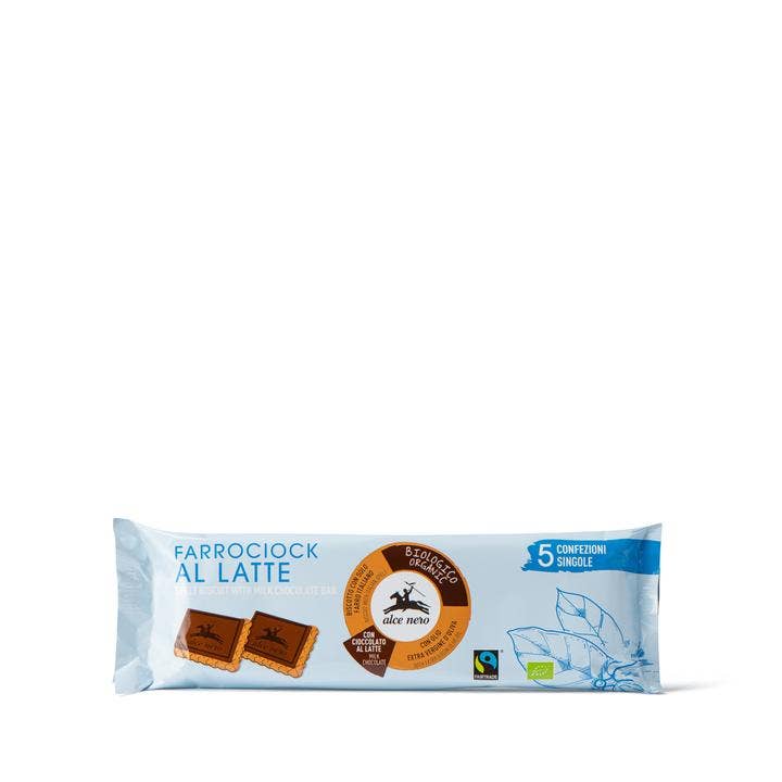 Alce Nero Farrociock Biscotti Farro Cioccolato Latte Bio 5x28g-2