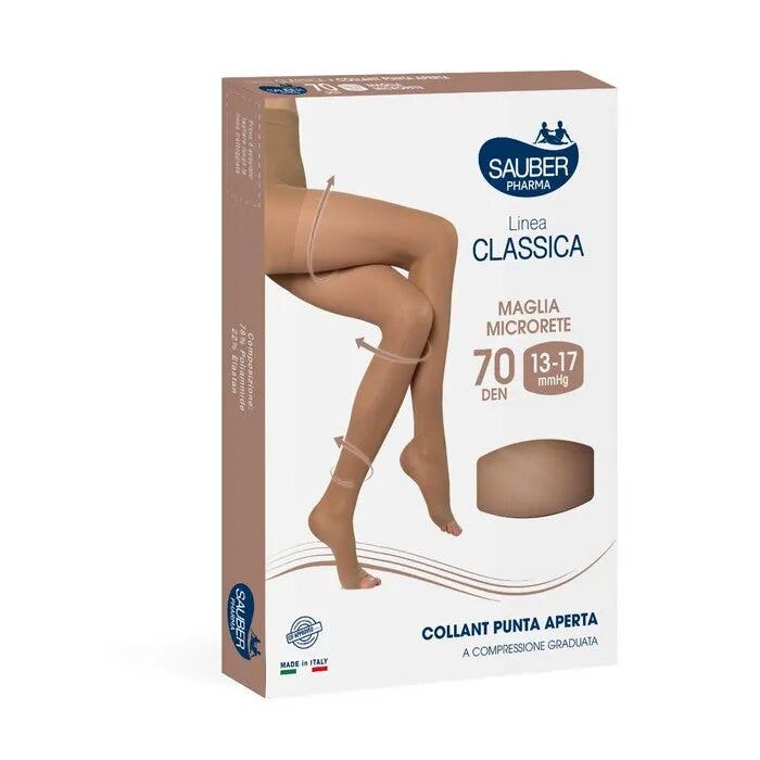 Sauber Linea Classica Collant 70 Den Punta Aperta Medio Taglia 2-1