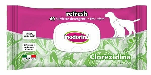 Inodorina Refresh Salviette Detergenti Alla Clorexidina Per Cani/Gatti 40 Salviette-2
