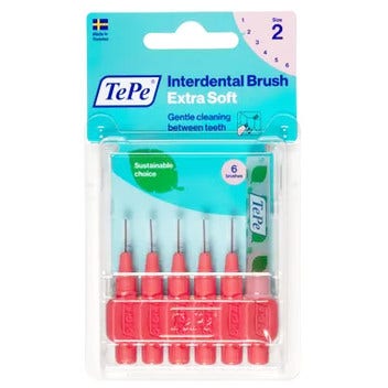 TePe Scovolino Extra Soft Rosso Per Pulizia Interdentale Misura ISO 2 (filo 0,5 mm) 6 Pezzi-2