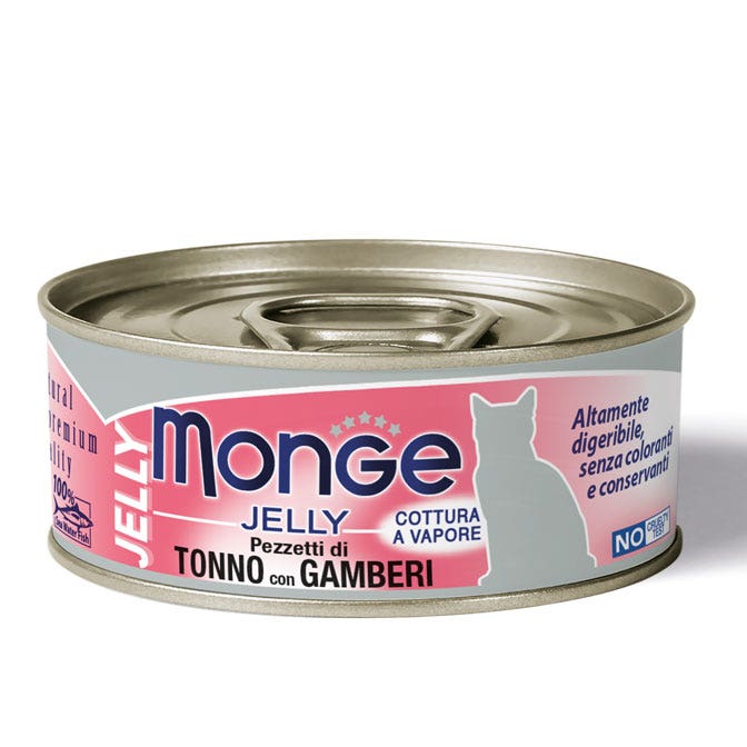 Monge Jelly Pezzetti Di Tonno Del Pacifico E Gamberi Cibo Umido Per Gatti Adulti 80g-1
