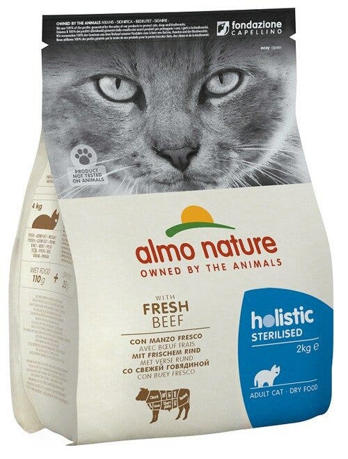 Almo Nature Sterilised Cibo Secco Con Manzo Fresco Per Gatti Adulti Sacco 2kg-2