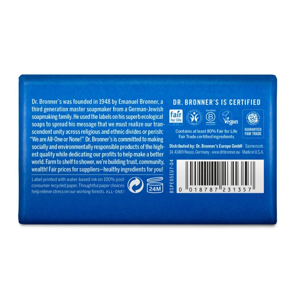Dr. Bronner's Puro Sapone Solido Bio Menta Piperita 140g-2