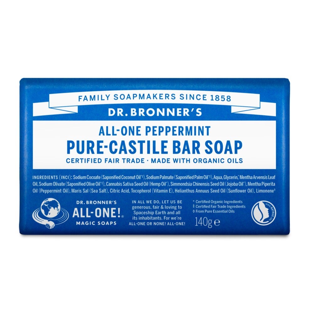 Dr. Bronner's Puro Sapone Solido Bio Menta Piperita 140g-1