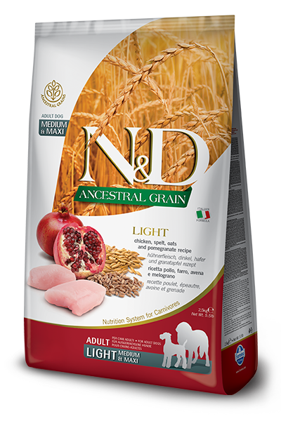 Farmina N&D Ancestral Grain Light Pollo E Melograno Cani Adulti Taglia Media E Grande Sacco 2,5kg-1