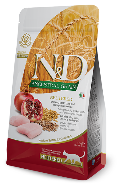 Farmina N&D Ancestral Grain Neutered Pollo E Melograno Gatti Adulti Sterilizzati Sacco 300g-1