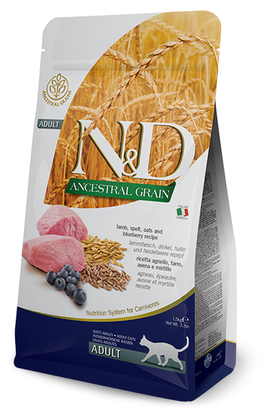 Farmina N&D Ancestral Grain Selection Agnello E Mirtillo Gatti Adulti Sacco 5kg-1