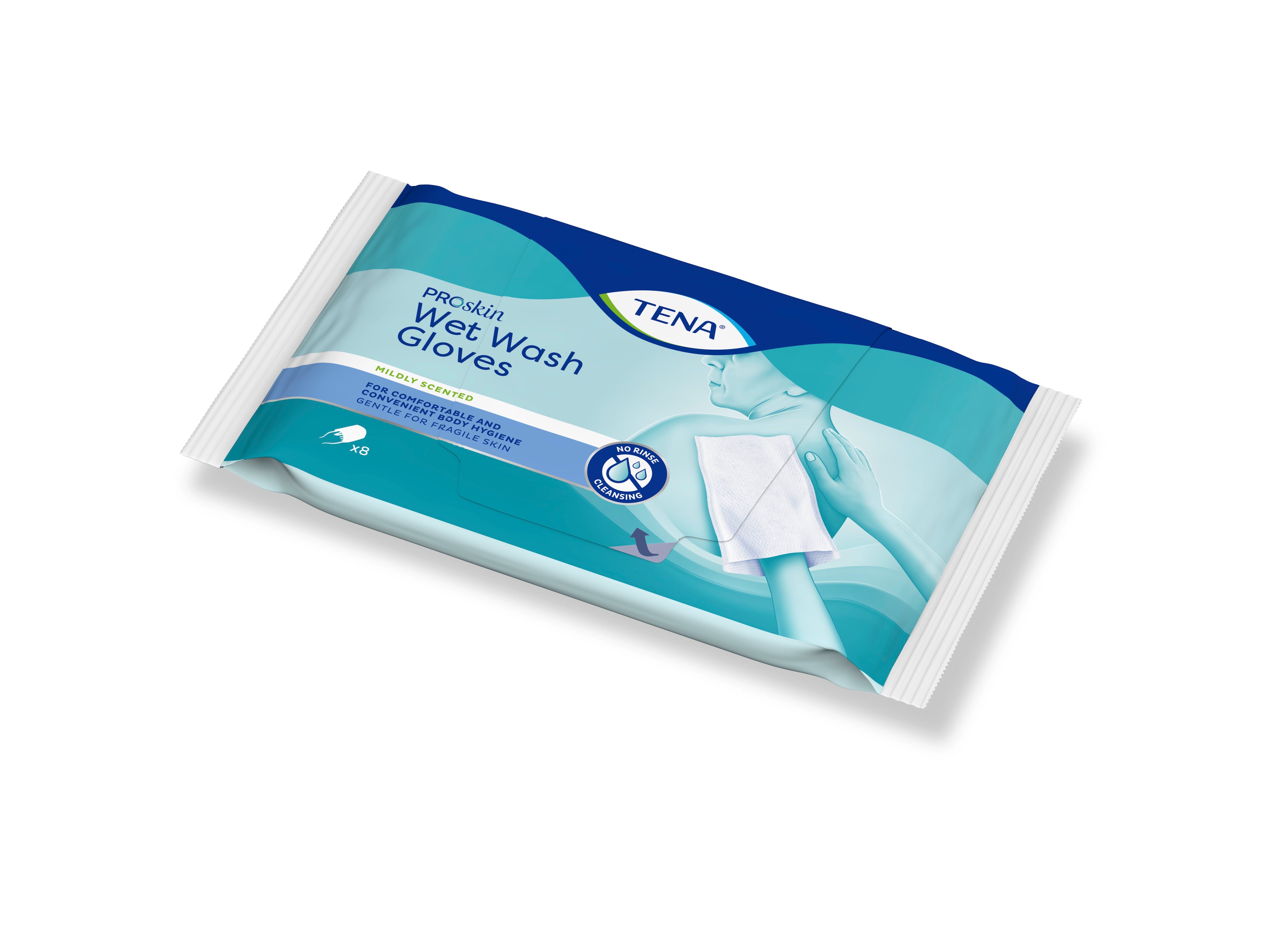 Tena Wet Wash Glove 8 Guanti Monouso-2